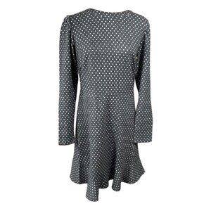 Loft Knit Sparkle Dot Dress Fit Flare Grey Cream Size 8
